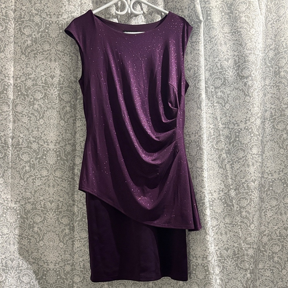 Enfocus Studio Deep Purple Asymmetrical Dress